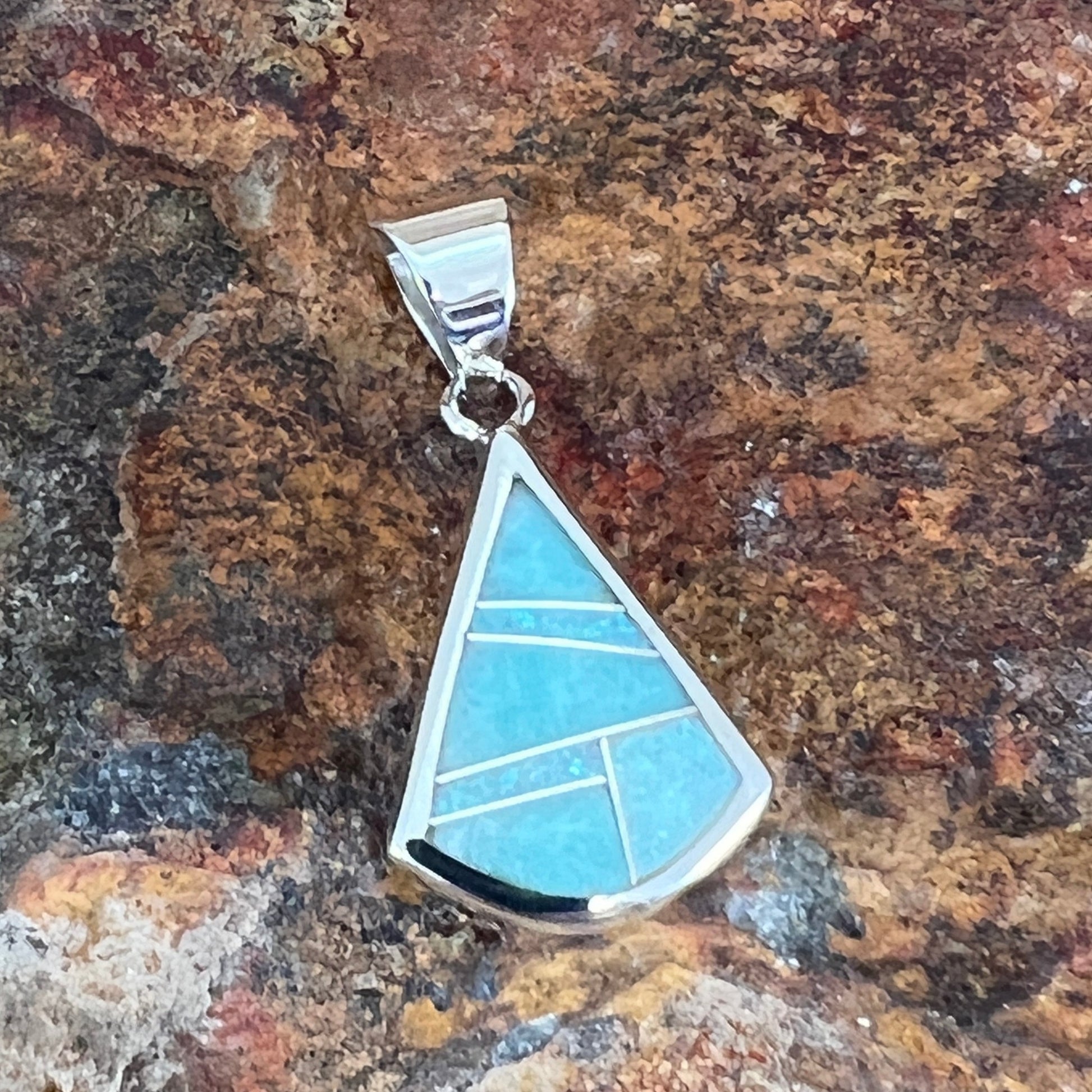 David Rosales Amazing Light Inlaid Sterling Silver Pendant