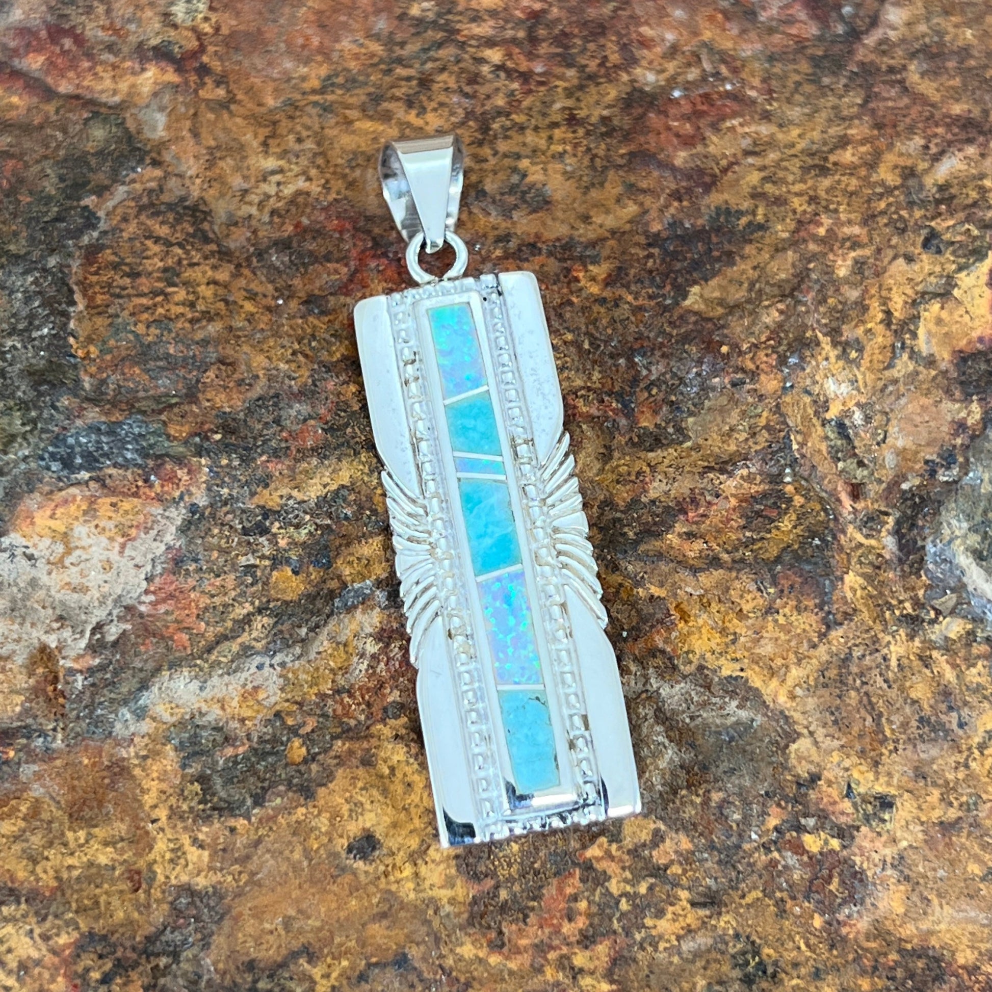 David Rosales Blue Sky Inlaid Sterling Silver Pendant