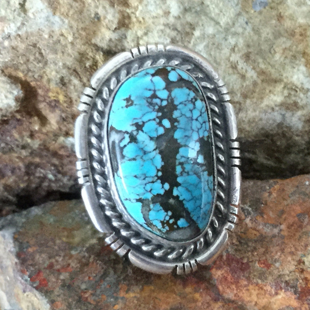 Carico Lake Turquoise Sterling Silver Ring Size 8