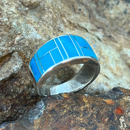 David Rosales Arizona Blue Inlaid Sterling Silver Ring