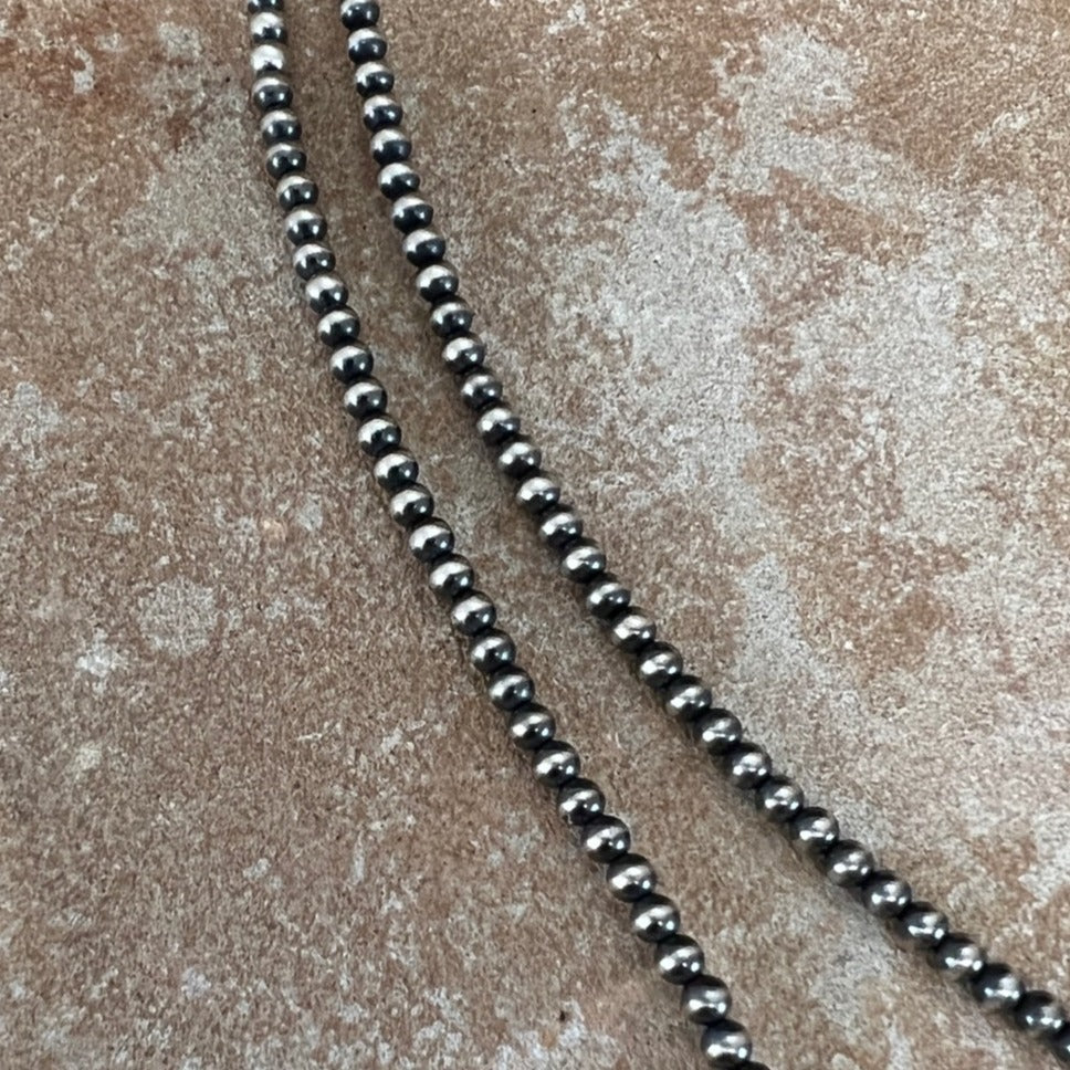 18" Single Strand Oxidized Sterling Silver Beaded Necklace 3 mm