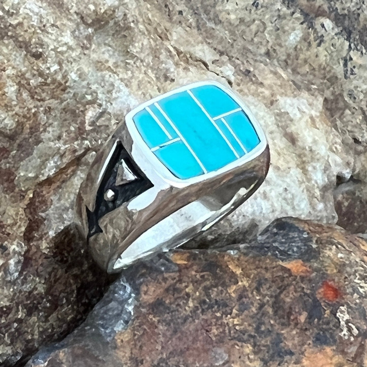 David Rosales Arizona Blue Inlaid Sterling Silver Ring