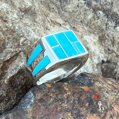 David Rosales Arizona Blue Inlaid Sterling Silver Ring