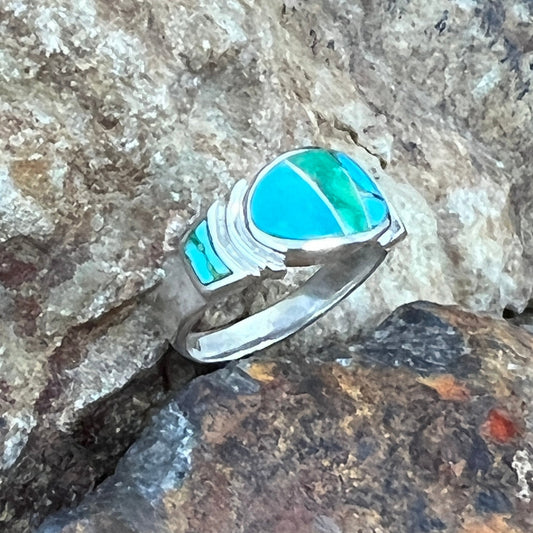 David Rosales Sonoran Gold Inlaid Sterling Silver Ring