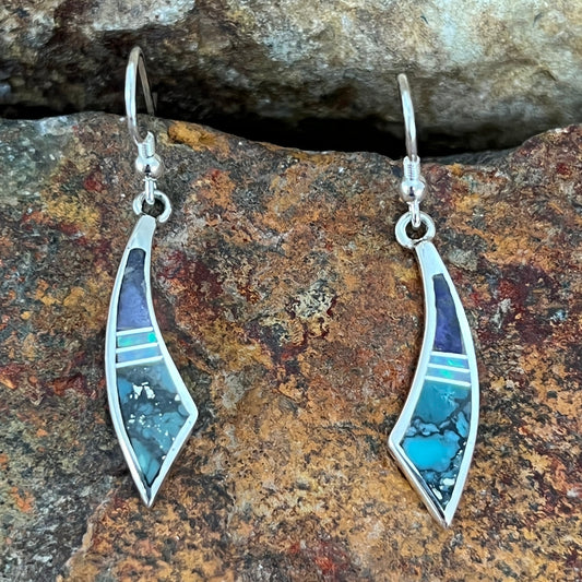 David Rosales Shalako Inlaid Sterling Silver Earrings