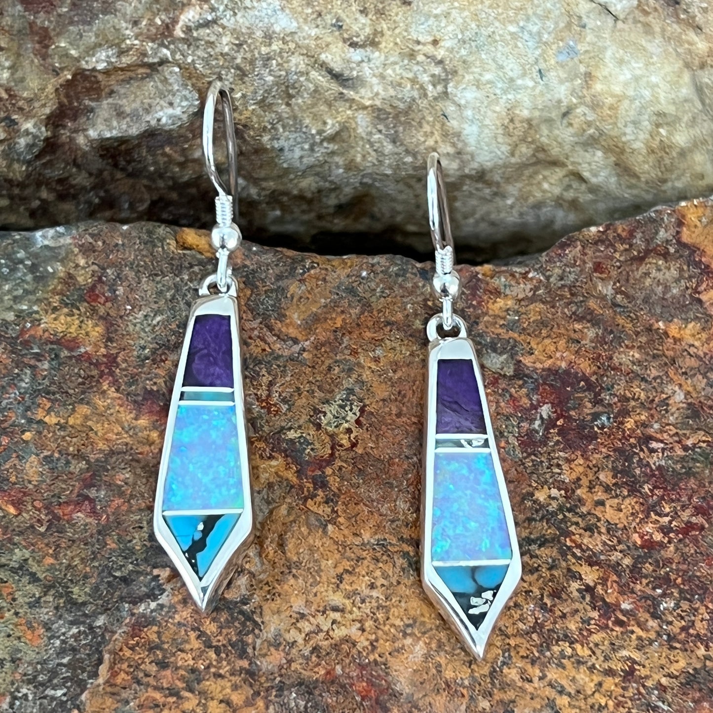 David Rosales Shalako Inlaid Sterling Silver Earrings