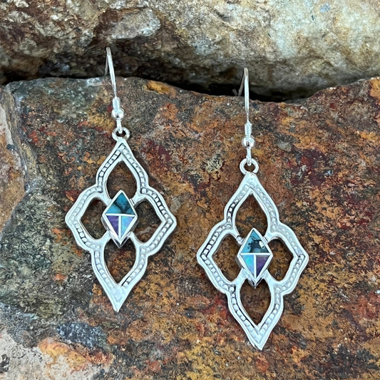 David Rosales Shalako Inlaid Sterling Silver Earrings