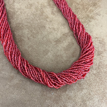 30" Vintage Red Beaded Necklace -- Estate Jewelry