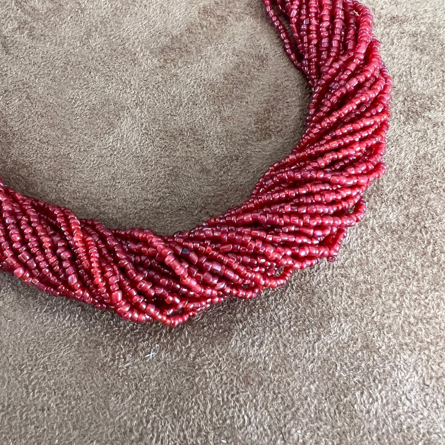 30" Vintage Red Beaded Necklace -- Estate Jewelry