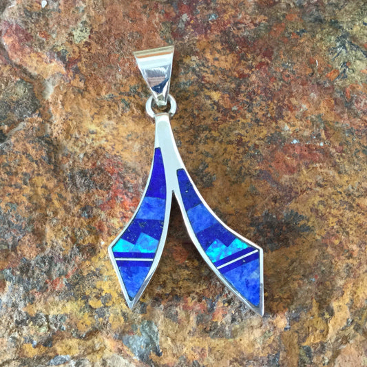 David Rosales Blue Sky Fancy Inlaid Sterling Silver Pendant