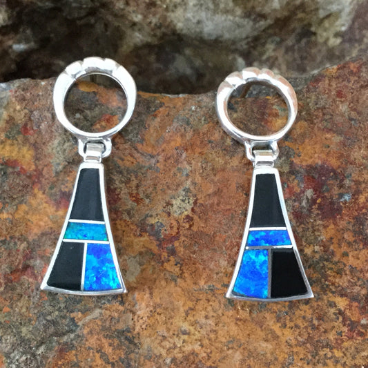 David Rosales Black Beauty Inlaid Sterling Silver Earrings