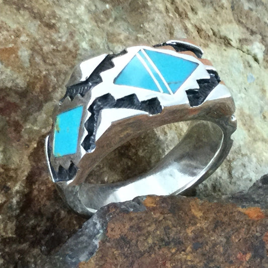 David Rosales Arizona Blue Inlaid Sterling Silver Ring