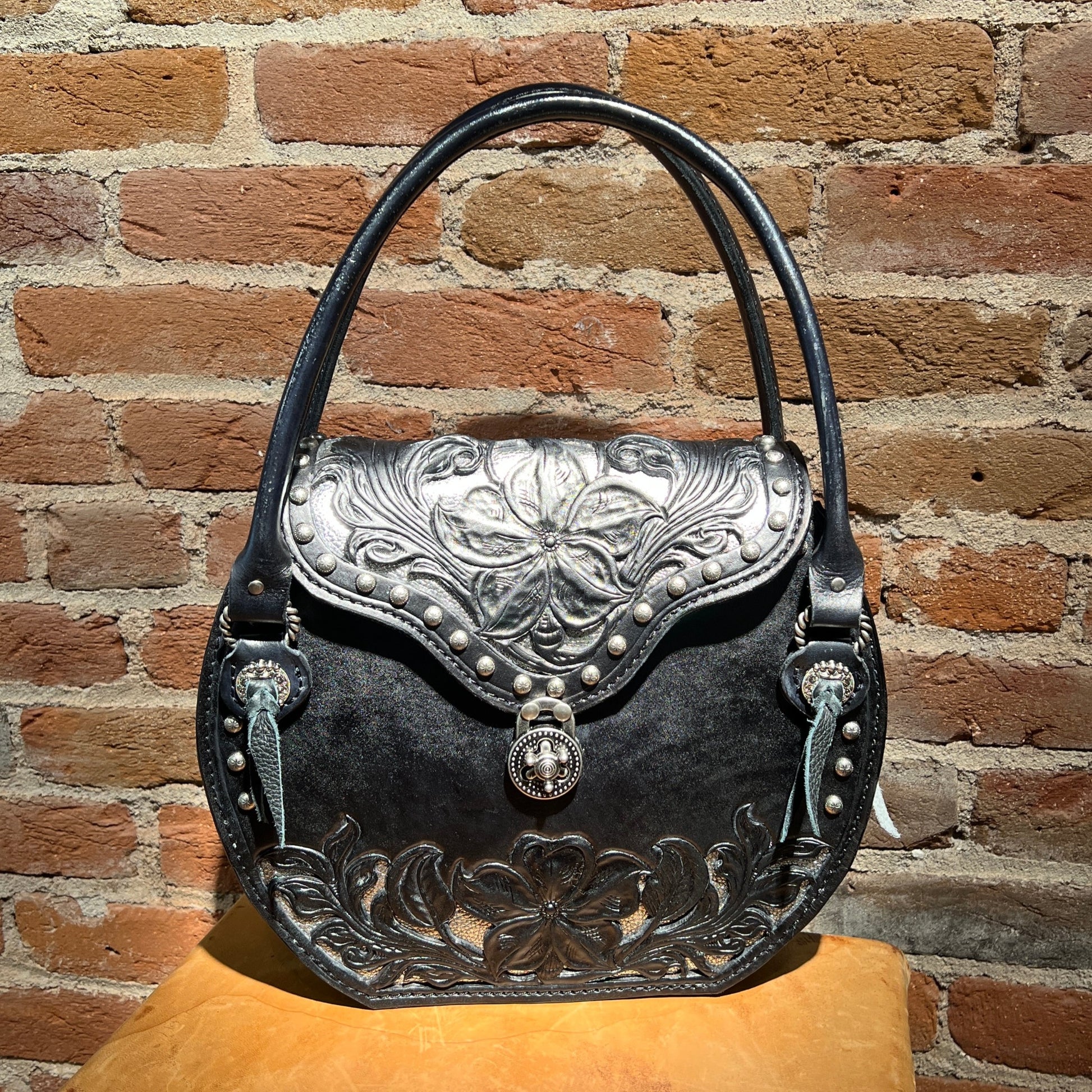 Hand Tooled 'Midnight Moonlight' Leather Handbag by Stephen Vaughn Leatherworks