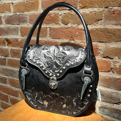 Hand Tooled 'Midnight Moonlight' Leather Handbag by Stephen Vaughn Leatherworks