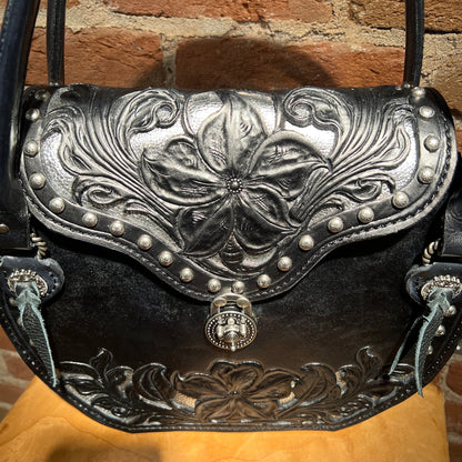 Hand Tooled 'Midnight Moonlight' Leather Handbag by Stephen Vaughn Leatherworks