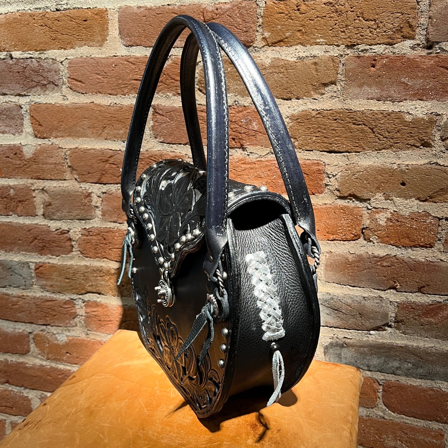 Hand Tooled 'Midnight Moonlight' Leather Handbag by Stephen Vaughn Leatherworks