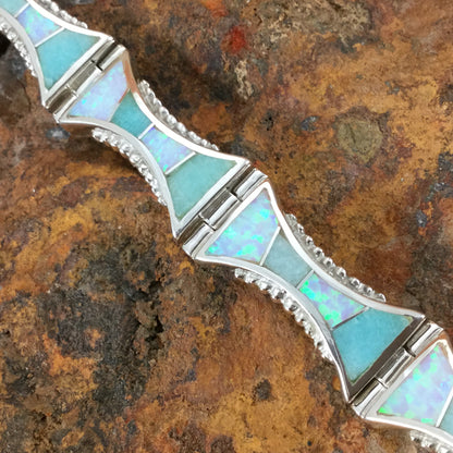 David Rosales Inlaid Sterling Silver Bracelet