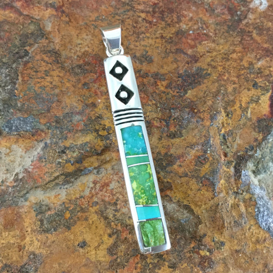 David Rosales Sonoran Gold Turquoise Inlaid Sterling Silver Pendant