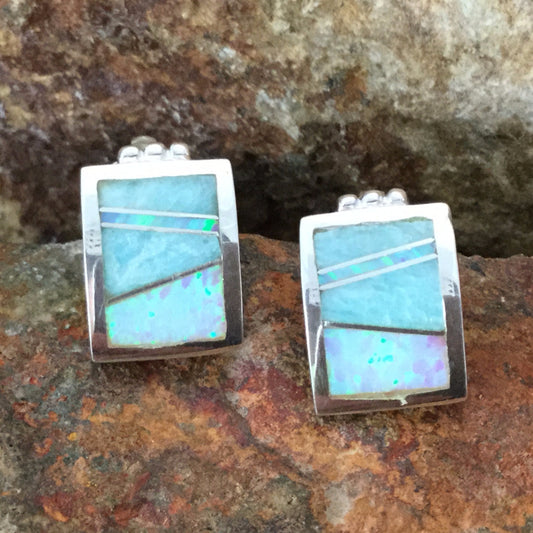 David Rosales Amazing Light Inlaid Sterling Silver Earrings