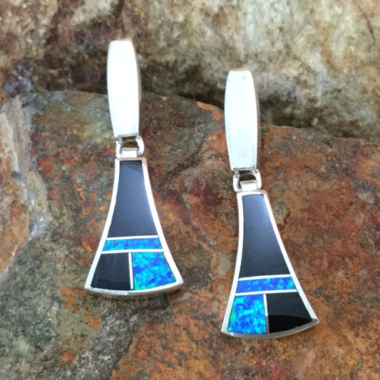 David Rosales Black Beauty Inlaid Sterling Silver Earrings