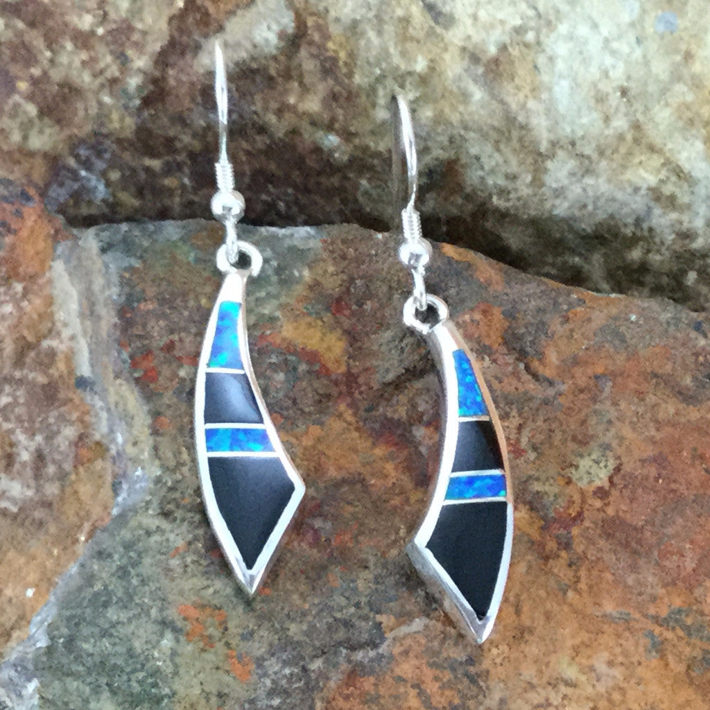 David Rosales Black Beauty Inlaid Sterling Silver Earrings