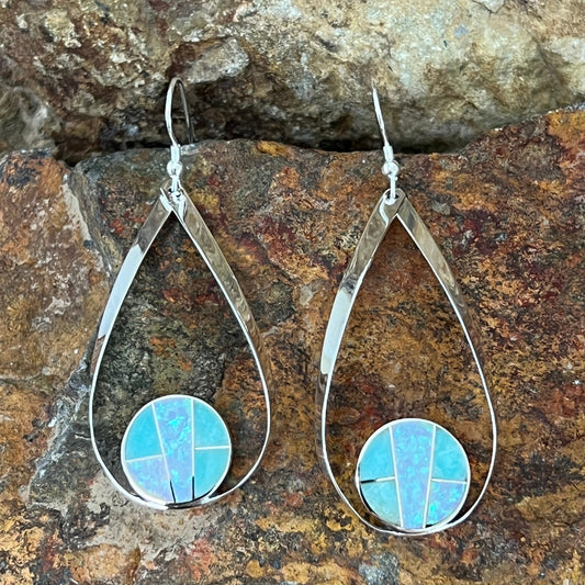 David Rosales Amazing Light Inlaid Sterling Silver Earrings