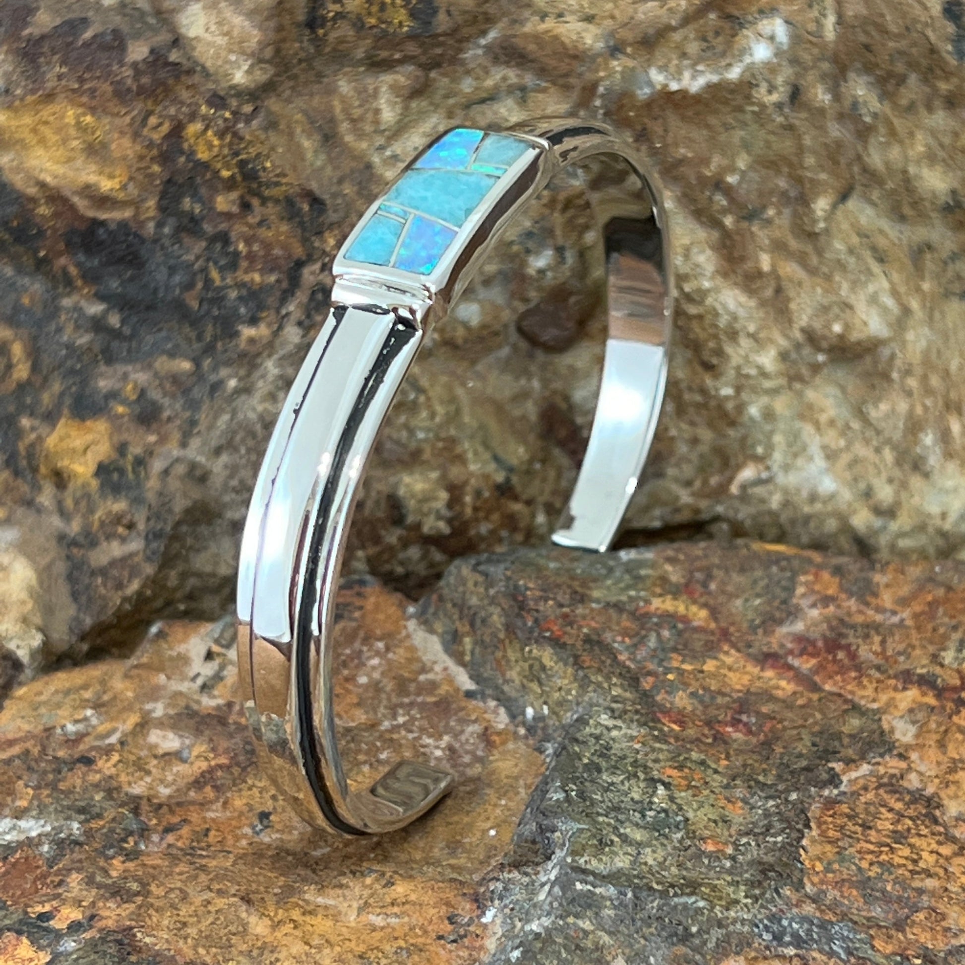 David Rosales Amazing Light Inlaid Sterling Silver Bracelet