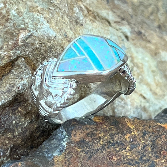 David Rosales Amazing Light Inlaid Sterling Silver Ring