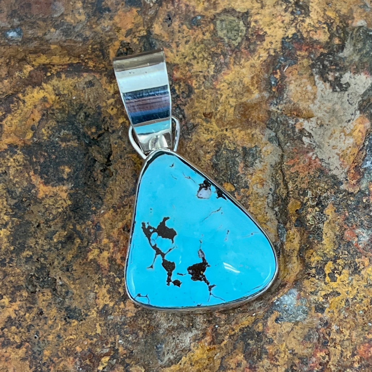 Dry Creek Turquoise Sterling Silver Pendant by Billy Jaramillo