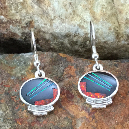 David Rosales Red Moon Inlaid Sterling Silver Earrings