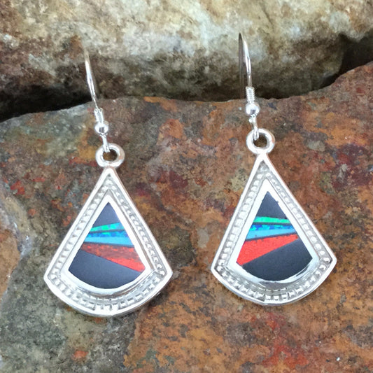 David Rosales Red Moon Inlaid Sterling Silver Earrings