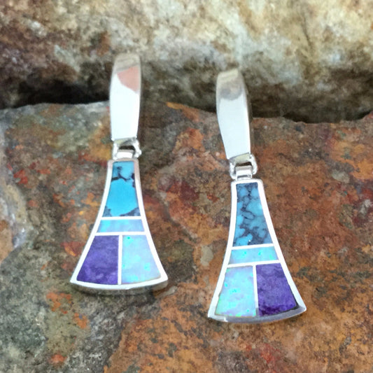 David Rosales Shalako Inlaid Sterling Silver Earrings