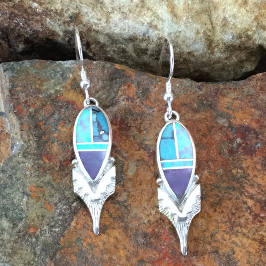 David Rosales Shalako Inlaid Sterling Silver Earrings