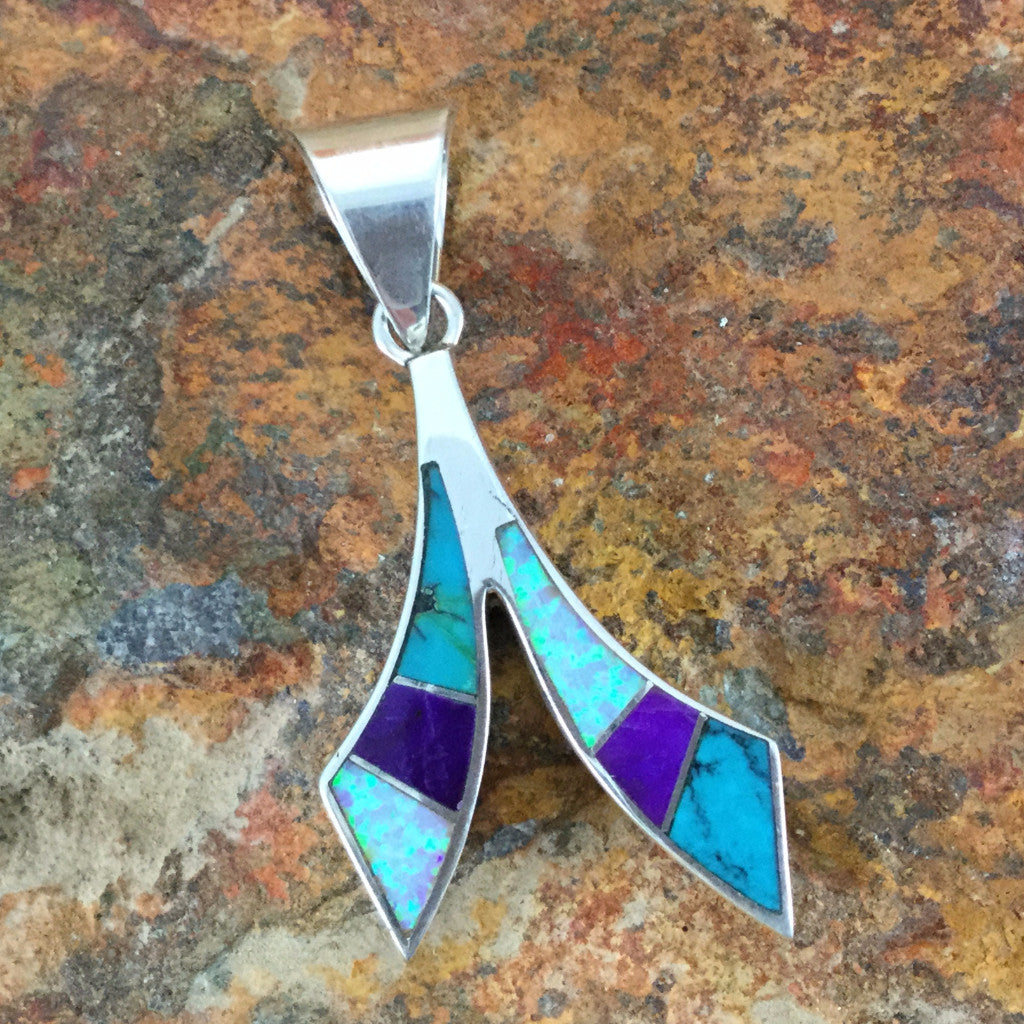 David Rosales Shalako Inlaid Sterling Silver Pendant