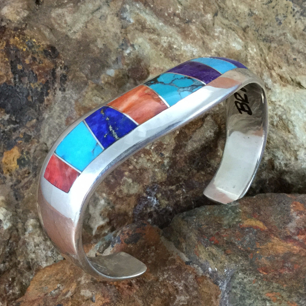 David Rosales Indian Summer Inlaid Sterling Silver Bracelet