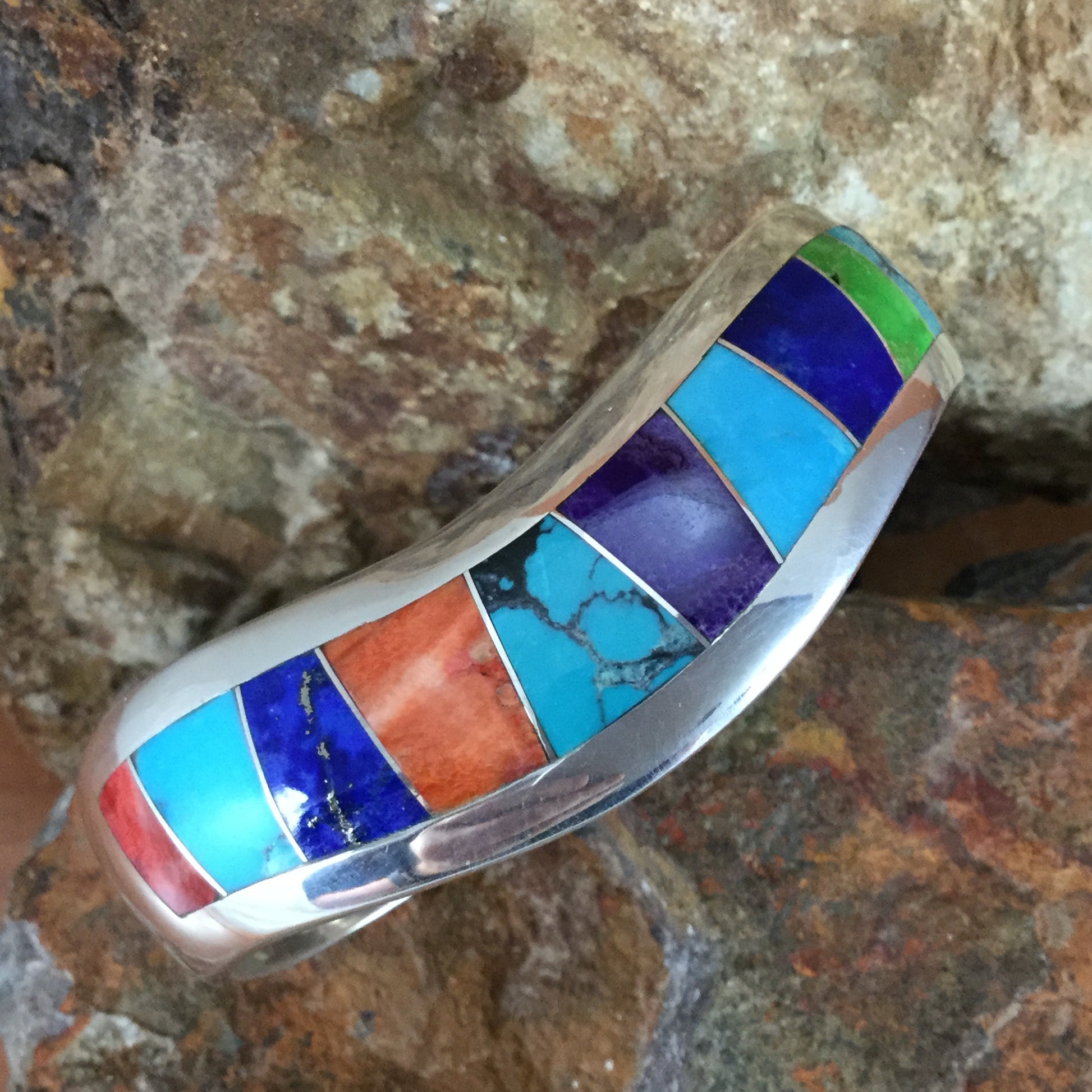 David Rosales Indian Summer Inlaid Sterling Silver Bracelet