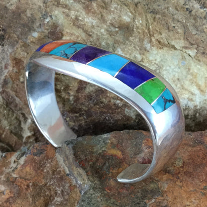 David Rosales Indian Summer Inlaid Sterling Silver Bracelet