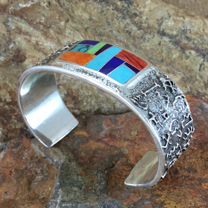 David Rosales Indian Summer Inlaid Sterling Silver Bracelet