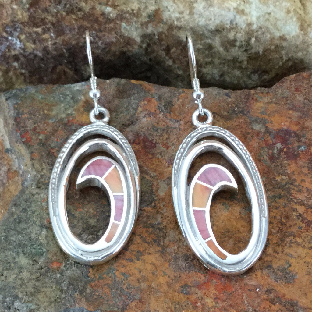 David Rosales Desert Fire Inlaid Sterling Silver Earrings