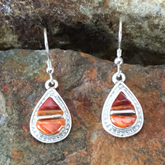 David Rosales Desert Fire Inlaid Sterling Silver Earrings