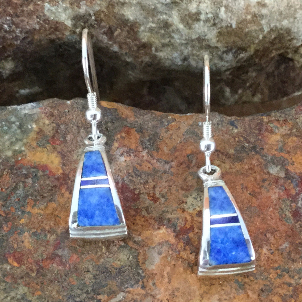 David Rosales Blue Water Inlaid Sterling Silver Earrings