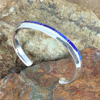 David Rosales Blue Water Inlaid Sterling Silver Bracelet