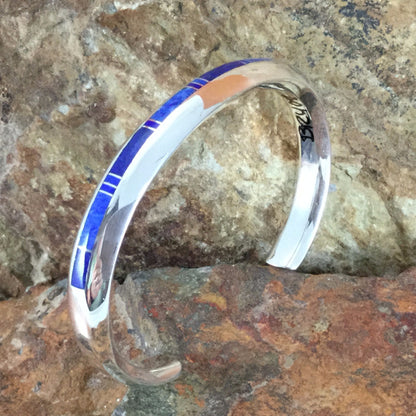 David Rosales Blue Water Inlaid Sterling Silver Bracelet