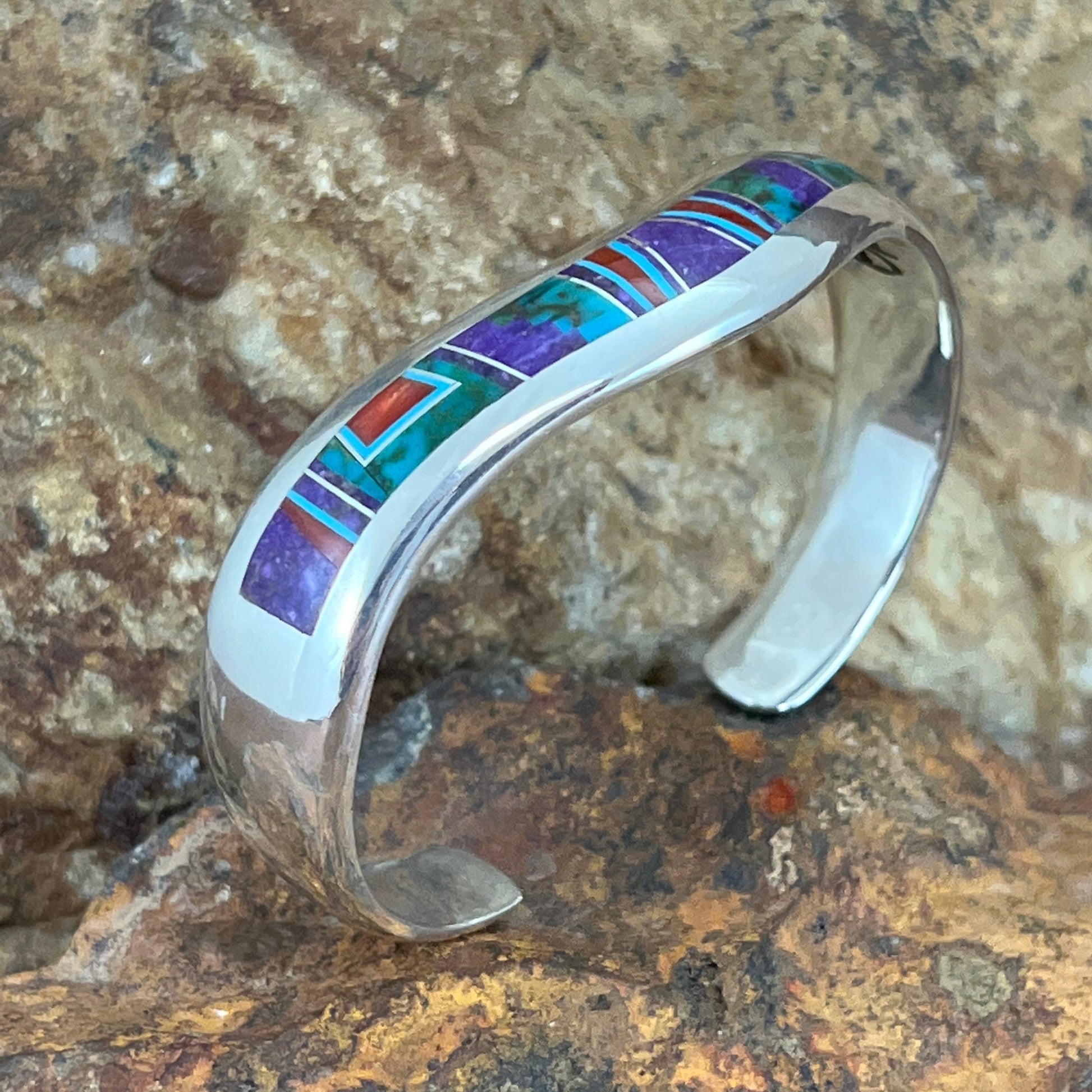 David Rosales Summer Sunset Inlaid Sterling Silver Bracelet