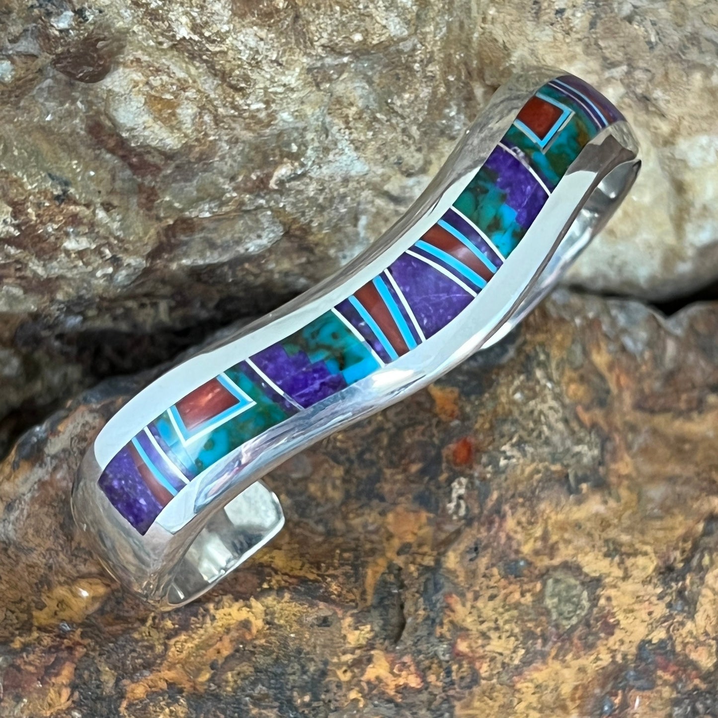 David Rosales Summer Sunset Inlaid Sterling Silver Bracelet