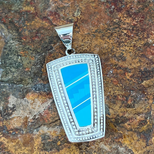 David Rosales Arizona Blue Inlaid Sterling Silver Pendant