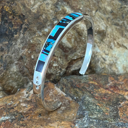 David Rosales Shalako Inlaid Sterling Silver Bracelet