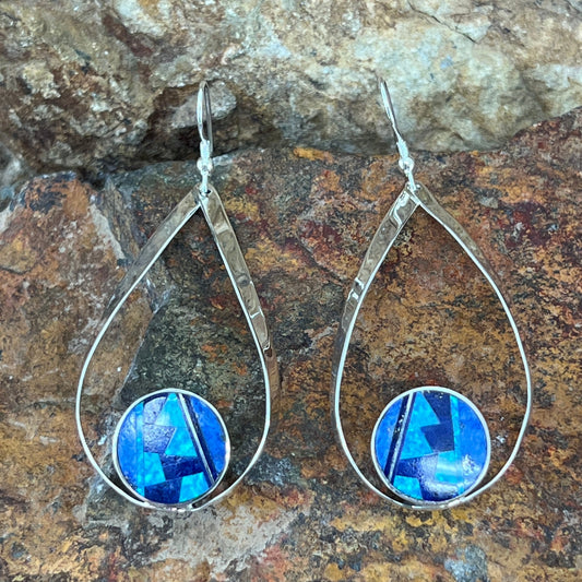 David Rosales Blue Sky Fancy Inlaid Sterling Silver Earrings