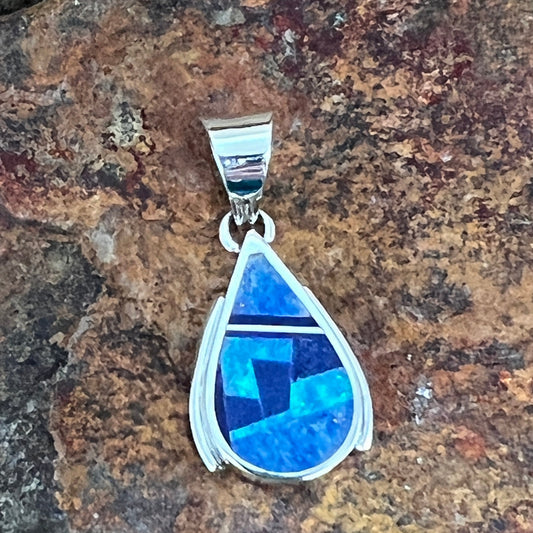 David Rosales Blue Sky Fancy Inlaid Sterling Silver Pendant