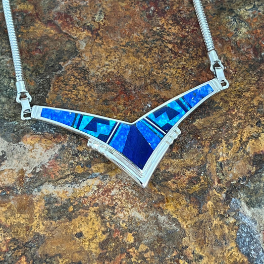 David Rosales Blue Sky Fancy Inlaid Sterling Silver Necklace